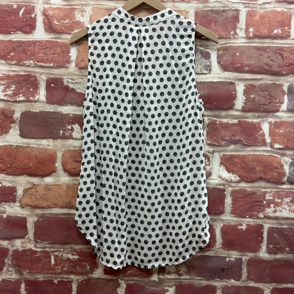 Bella Dahl Top Women's Large White Black Polka Dot Abstract Casual Shirt - Picture 3 of 8